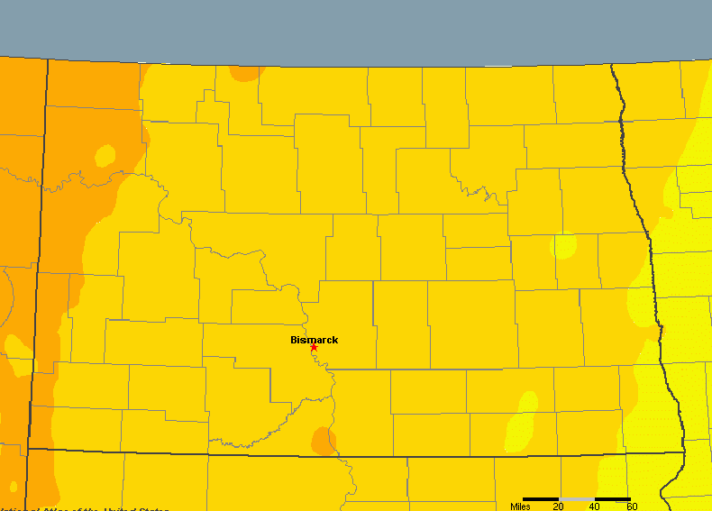 The State of North Dakota Yearly Average Precipitation